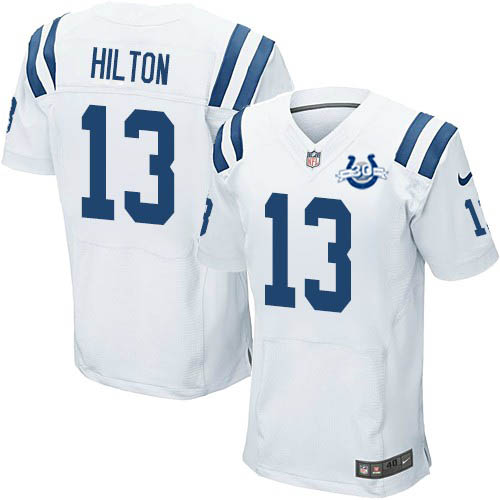 Men's Elite T.Y. Hilton Nike Jersey White Road - #13 30th Seasons Patch NFL Indianapolis Colts